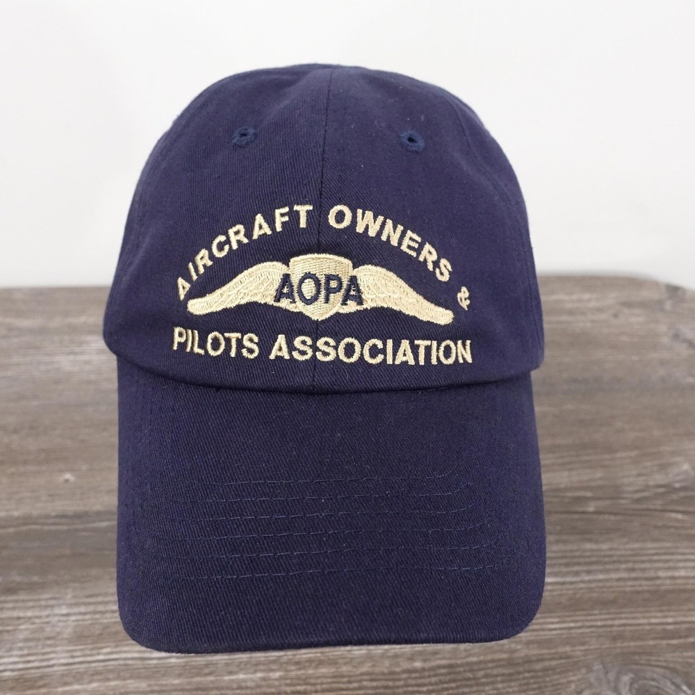 AOPA Aircraft Owner's Pilots Association Hat Cap Strap Back Blue Adjustable
